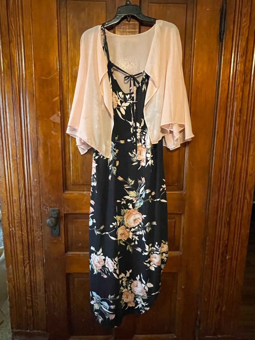 Maxi dress and sheer jacket